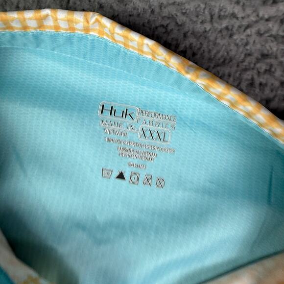 Huk Fishing Shirt Mens 3XL Sailfish Plaid Print Performance Vented Button Down - Picture 3 of 7